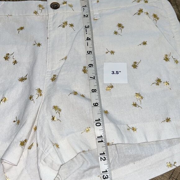 Chic & Polished 🏝️Gold Embossed Palm Tree 🌴 Cotton Shorts 🩳 🌴 2 Pockets - Picture 14 of 17